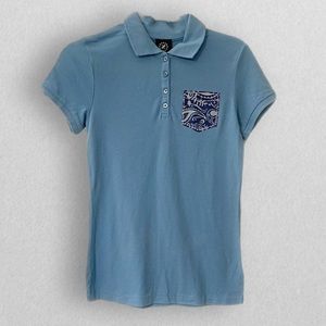 LRG Lifted Research Group Baby Blue Polo Shirt S